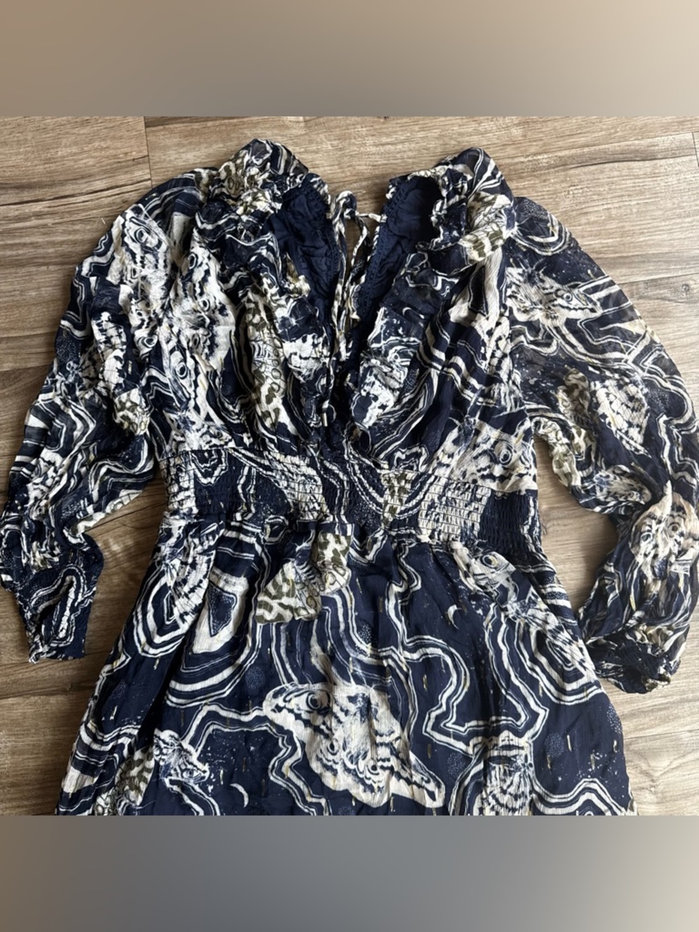 NWT Anthropologie Printer Johnson Long-Sleeve V-Neck Textured Midi Dress sz XLP - Picture 7 of 12